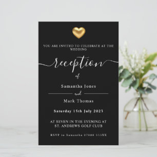 Papeterie Simple Gold Heart Réception moderne Invitation