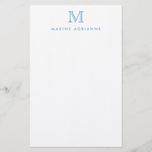 Papeterie Simple moderne élégant Dusty Blue Monogramme initi (Devant)