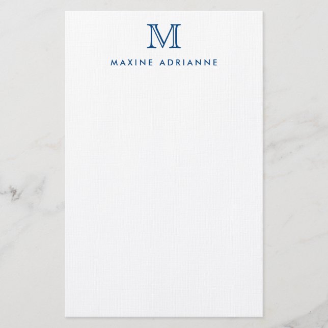 Papeterie Simple moderne élégant marine bleu Monogramme init (Devant)