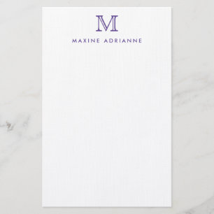 Papeterie Simple moderne élégant violet monogramme initial