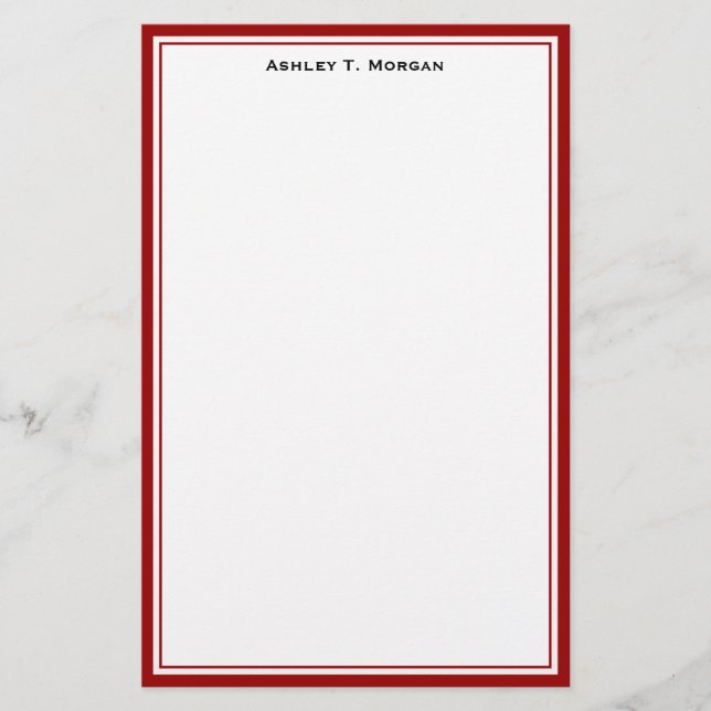 Papeterie Simplicité Deep Red White Papier personnalisé (Devant)