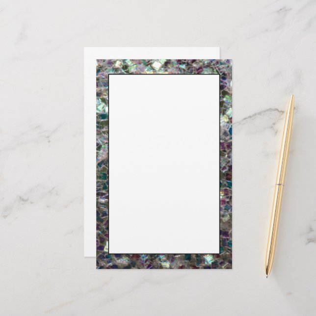 Papeterie Sparkly colourful silver mosaic (Devant/Arrière en situation)