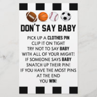 Sport Thématique ne pas dire Baby shower jeu