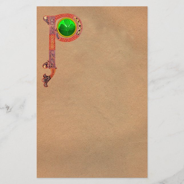 PAPETERIE ST PATRICK'S DAY CÉLTIC P MONOGRAM AVEC SHAMROCK (Devant)