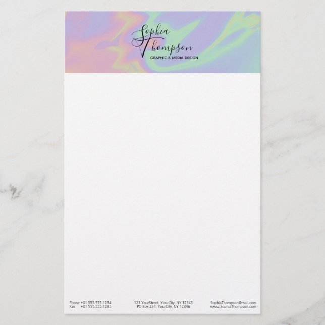 Papeterie Station Holographique moderne Rainbow Pastel (Devant)