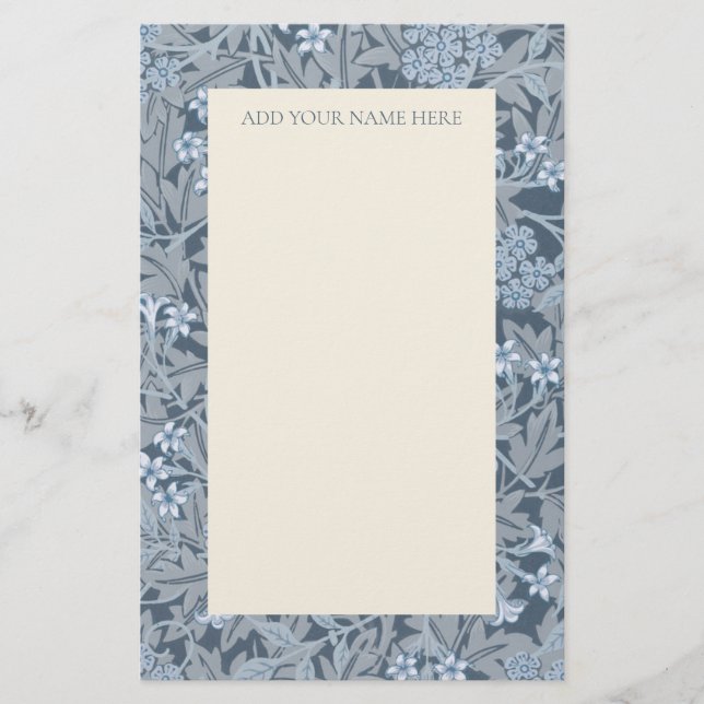 PAPETERIE STATIONNAIRE MOTIF WILLIAM MORRIS "JASMINE" (Devant)