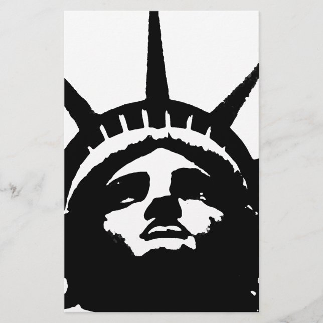 Papeterie Statue d'Art Pop Noir & Blanc de la Liberté (Devant)