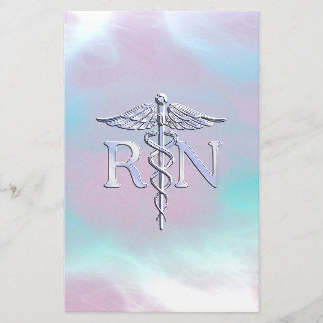 Papeterie Style Argent RN Caduceus Médicale Mère Pearl (Devant)