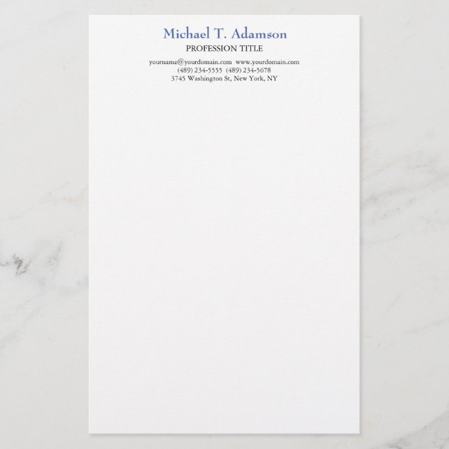 Papeterie Style rétro Élégant Plaque blanche simple (Devant)