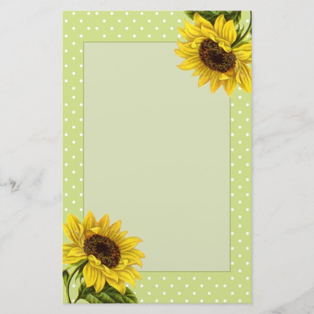 Papeterie Superbes tournesols rustiques et Pois verts (Devant)