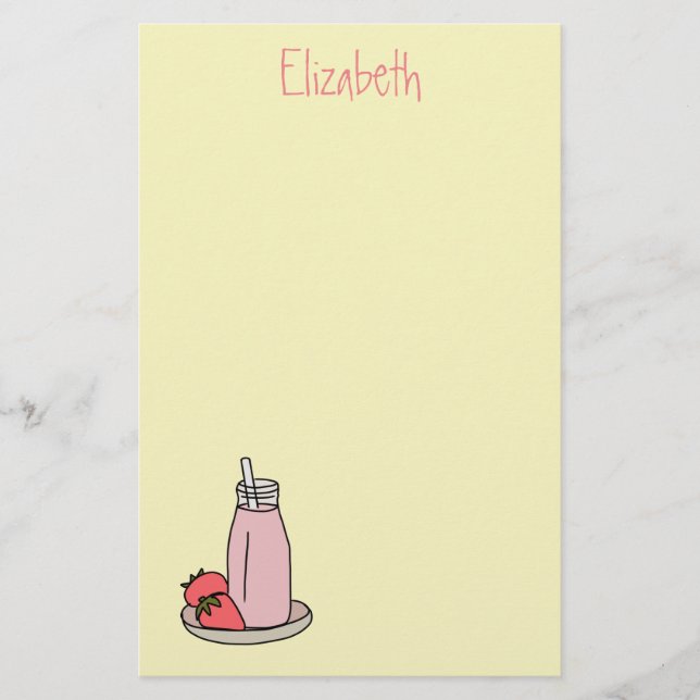 Papeterie Sweet strawberry milkshake rose cute (Devant)
