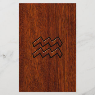 Papeterie Symbole Aquarius Zodiac Style acajou