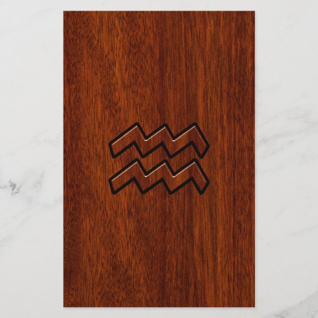 Papeterie Symbole Aquarius Zodiac Style acajou (Devant)