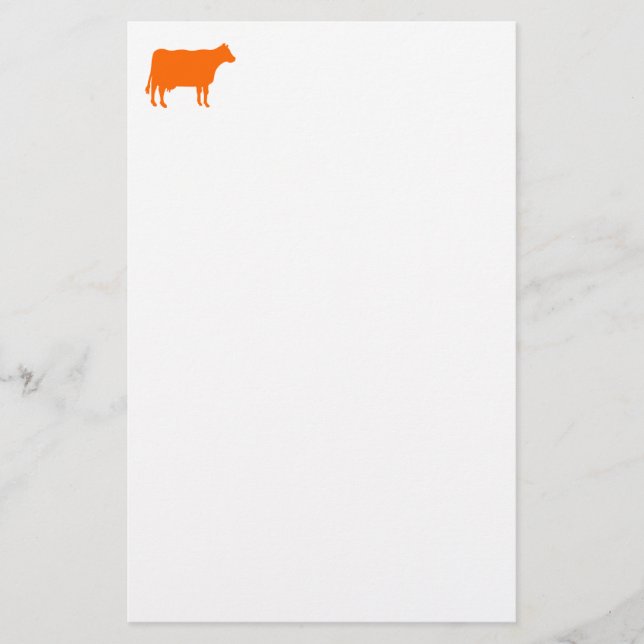 Papeterie Symbole de la vache - Orange sur blanc (Devant)