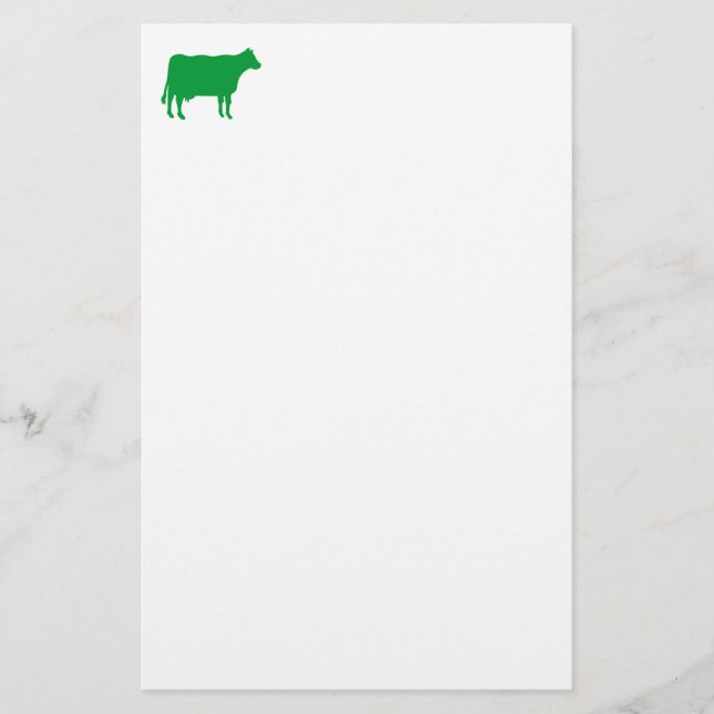 Papeterie Symbole de vache - Vert d'herbe sur blanc (Devant)