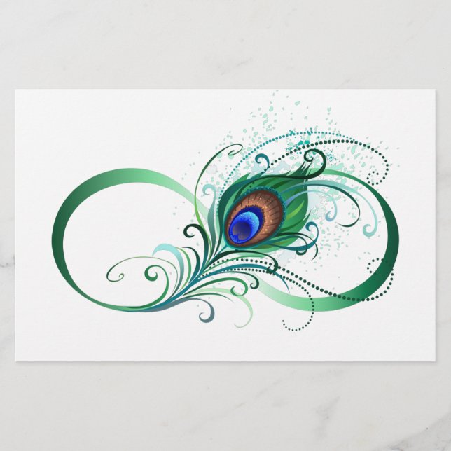 Papeterie Symbole d'infini avec plume de paon (Devant)