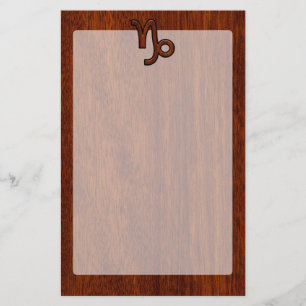 Papeterie Symbole du Zodiaque de Capricorne en style bois de