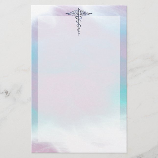 Papeterie Symbole Médicale Silver Caduceus Mother Pearl (Devant)