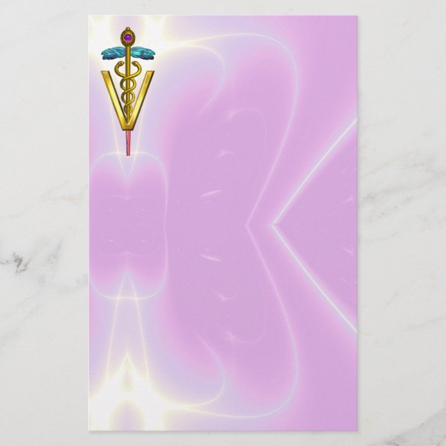 Papeterie SYMBOLE VÉTÉRINAIRE DE CADUCE D'OR / Lilac rose (Devant)