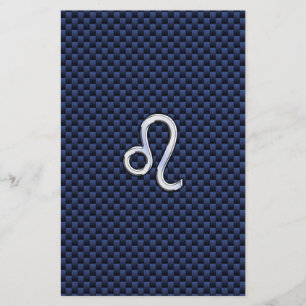 Papeterie Symbole Zodiac Leo Argent Marine Fibre de carbone