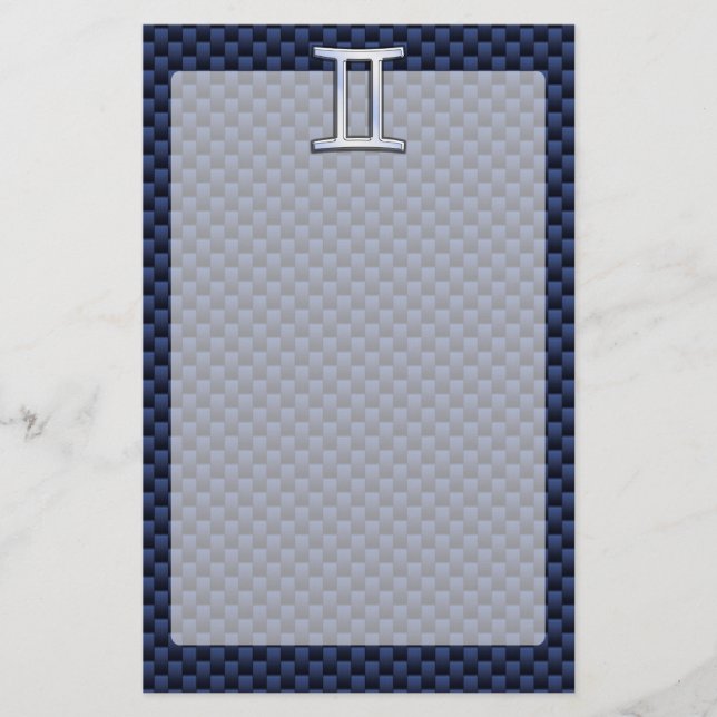 Papeterie SYMBOLE Zodiaque Gemini Marine Bleu Fibre de carbo (Devant)