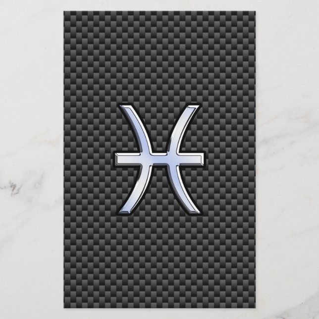 Papeterie Symbole zodiaque Pisces sur l'impression de fibre  (Devant)