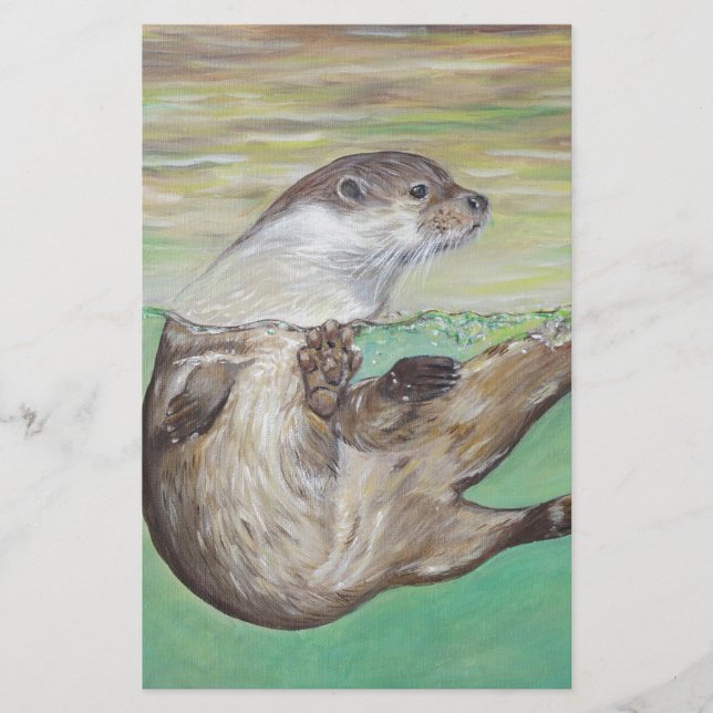 Papeterie Tableau de la loutre de rivière joueuse (Devant)