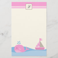 {Tba} 5,5" x 8,5" baleine rose stationnaire de