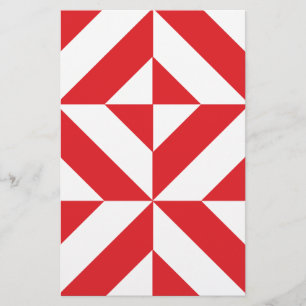 Papeterie Tchry Red Geometric Deco Cube Pattern