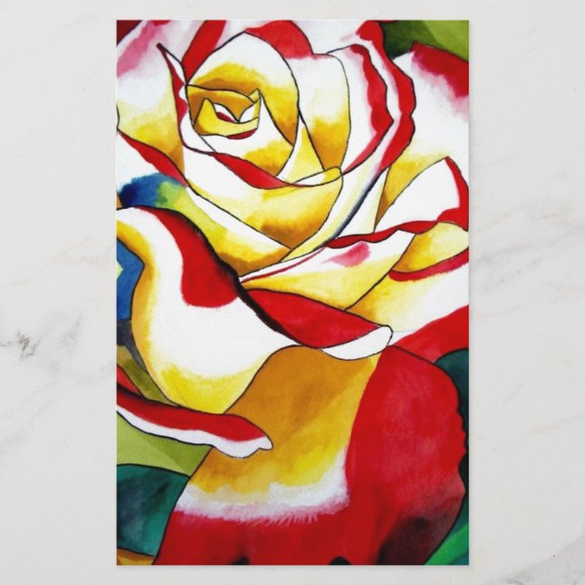 Papeterie Tea Rose aquarelle art original Flower (Devant)