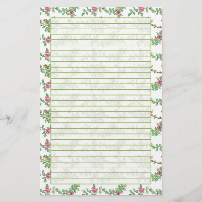 Papeterie Tea rose Rose Aquarelle Fleurs Liner (Devant)