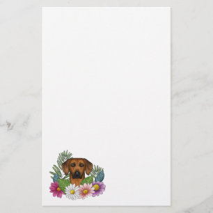 Papeterie Tête de chien Rhodesian Ridgeback Fleurs sauvages