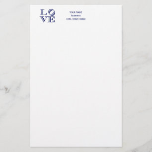 Papeterie Texte graphique LOVE - Bleu