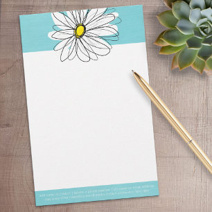 Papeterie Texte personnalisé Aqua et Jaune Whimsical Daisy