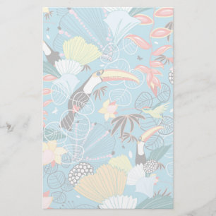 Papeterie Texture tropicale avec Toucans et Hummingbirds