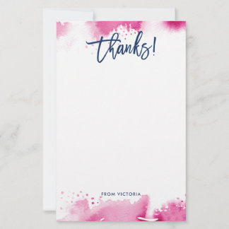 Papeterie THANKS NOTE modern lettered dark pink watercolor