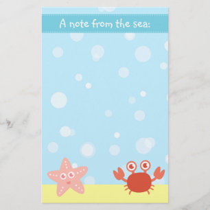 Papeterie Thème sous-marin avec étoile de mer et crabe