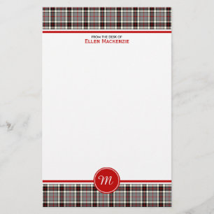 Papeterie Thompson Clan Grey Robe Formelle Tartan Monogramme