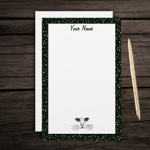 Papeterie Tirage de la face de chat Vibrant yeux verts point