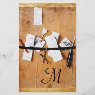 Papeterie TITULAIRE DE LETTRE EN BOIS MONOGRAM brun noir bla
