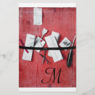 Papeterie TITULAIRE DE LETTRE EN BOIS MONOGRAM rouge noir bl
