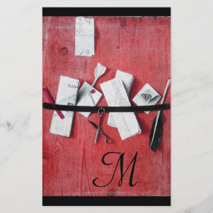 Papeterie TITULAIRE DE LETTRE EN BOIS MONOGRAM rouge noir bl