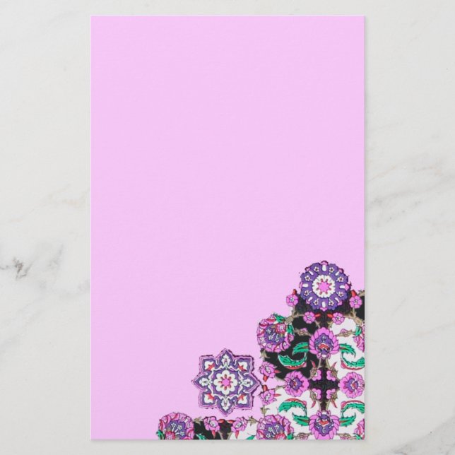 Papeterie TOPKAPI / Pink violet vert de la floraison Damask (Devant)