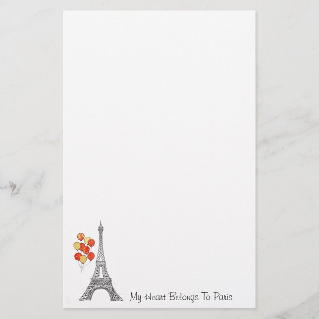 Papeterie Tour Eiffel avec le papier à lettres de ballons (Devant)