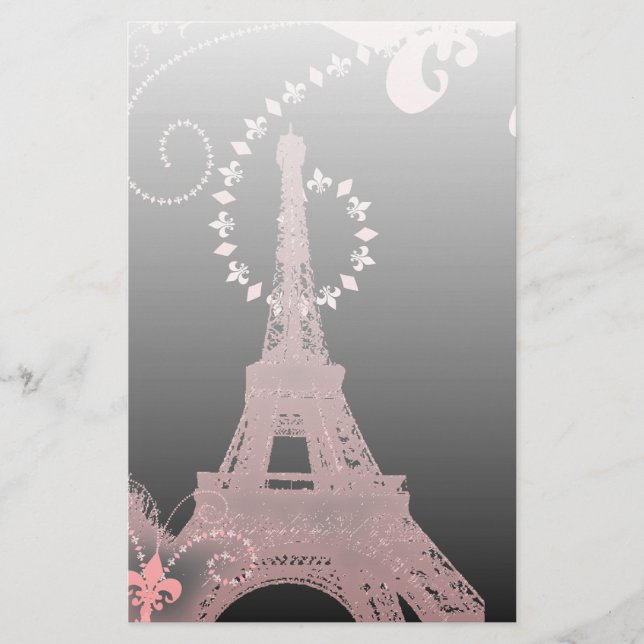 Papeterie tour eiffel de paris rose et noir (Devant)
