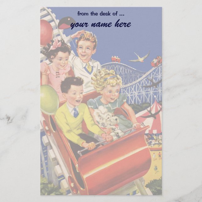 Papeterie Tour vintage de montagnes russes de chien de (Devant)