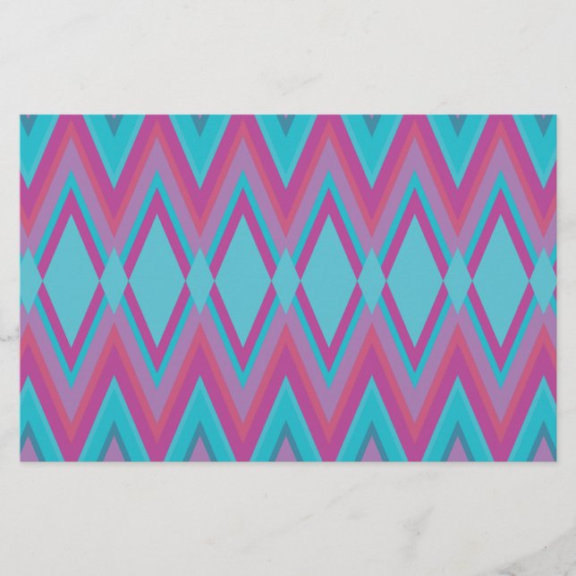 Papeterie Tribal pourpre et Aqua (Devant)