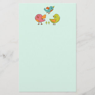 Papeterie Trio d'oiseaux Whimsical colorés et mignons