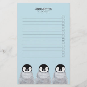 Papeterie Trois poussins de pingouin de bébé de sommeil pour
