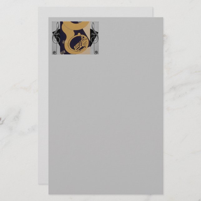 Papeterie Tuba Et Music Notes (Devant / Derrière)